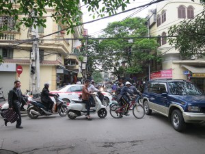 The busy road junctions of Hanoi