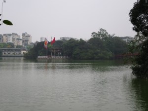 Ngoc Son Temple on an island in Hoan Kiem Lake