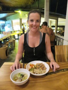 Sonia at dinner after evening yoga