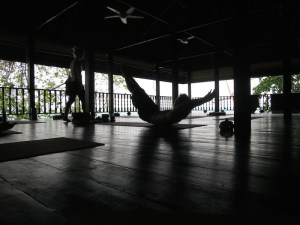 Our yoga instructor George warming up