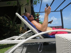 Rich enjoying the sun between yoga classes