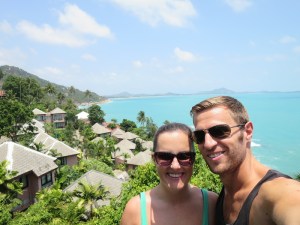 View halfway up the stairs to the restaurant