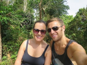 Rich and Sonia on top of the elephant enjoying the ride
