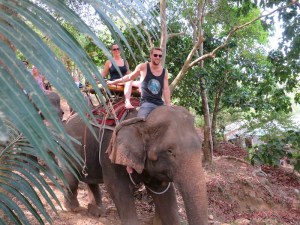 Rich rode on the elephant all the way back to base
