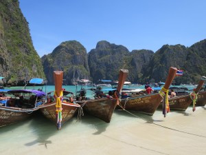 Boats at Maya beach on Phi Phi Ley