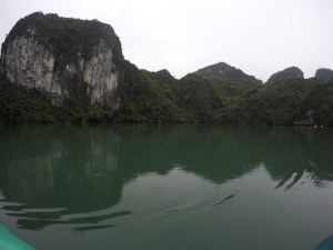 It's just us in our kayak, the water and the cliffs