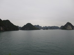A cloudy but lovely view of Halong Bay