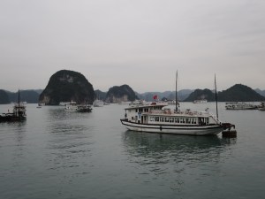 There were lots of junk boats cruising around Halong Bay