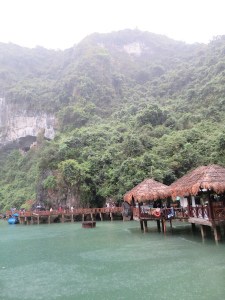 View back up to the caves from the dock