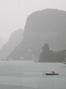 There was no hiding from the rain for the small rowing boats