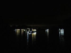 Our Halong Bay view of the other boats lights at night