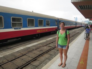 Sonia on the platform at Da Nang