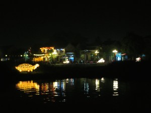 Thu Bon River lit up at night