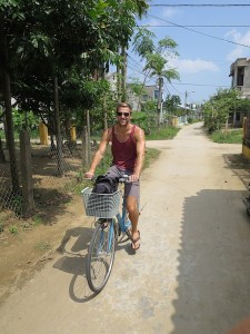 Rich enjoying the bike ride on Cam Nam island