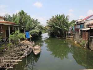 View of houses on the river bank