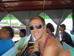 Rich happy to be off the coach and on a boat