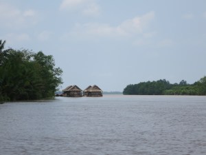 Views down the river of floating houses
