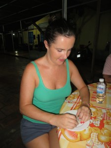 Sonia preparing spring rolls