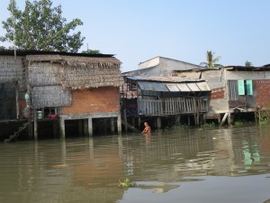 Taking a morning wash in the river
