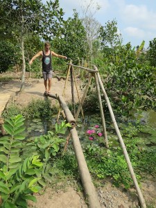 Rich heading over the monkey bridge