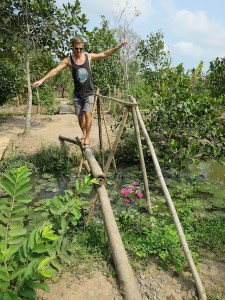 Rich using no hands on the monkey bridge