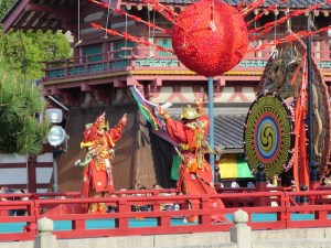 Putting on a show in Shitennō-ji Temple