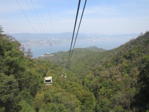 View from the cable car heading up Mount Misen